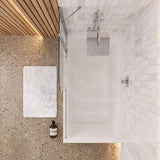 Double Panel Swivel Bathtub Screen Curved Corner 6mm Tempered Glass 1000/1200x1500mm - Chrome/Matt Black Fittings