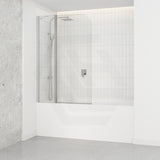 Double Panel Swivel Bathtub Screen Curved Corner 6mm Tempered Glass 1000/1200x1500mm - Chrome/Matt Black Fittings