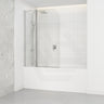 Double Panel Swivel Bathtub Screen Curved Corner 6mm Tempered Glass 1000/1200x1500mm - Chrome/Matt Black Fittings