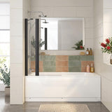 Double Panel Swivel Bathtub Screen Curved Corner 6mm Tempered Glass 1000/1200x1500mm - Chrome/Matt Black Fittings