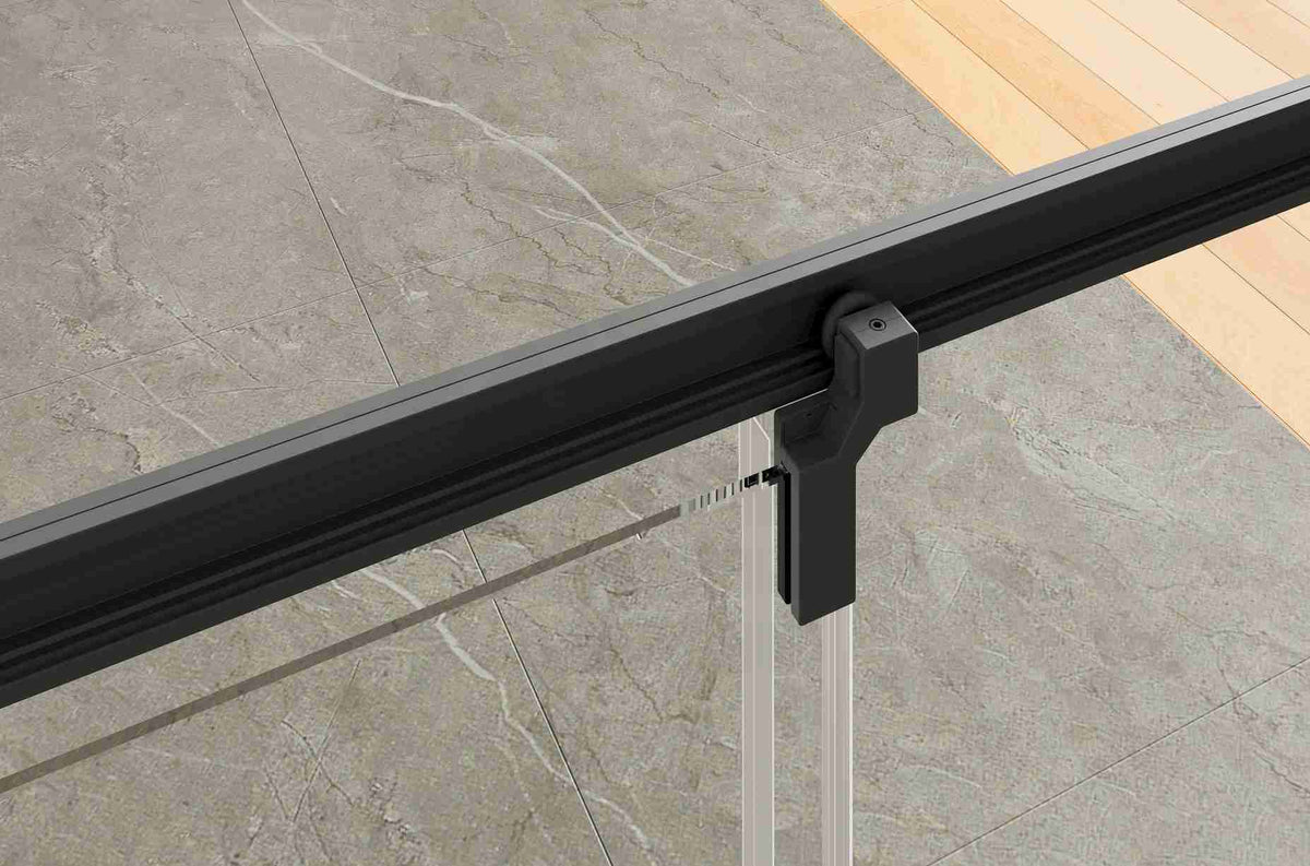Wall to Wall Semi-Frameless Sliding Shower Screen 3 Panels Doors 6mm Glass 840-1030x2000mm - Chrome/Matt Black