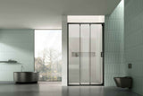 Wall to Wall Semi-Frameless Sliding Shower Screen 3 Panels Doors 6mm Glass 840-1030x2000mm - Chrome/Matt Black