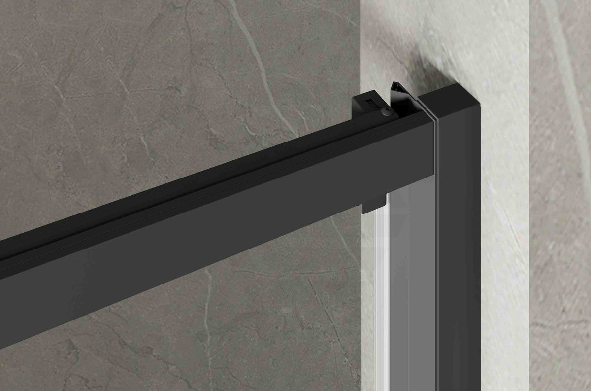 Wall to Wall Semi-Frameless Sliding Shower Screen 3 Panels Doors 6mm Glass 840-1030x2000mm - Chrome/Matt Black