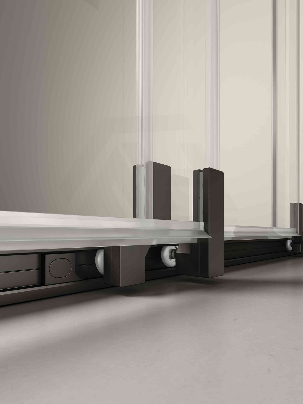 Wall to Wall Semi-Frameless Sliding Shower Screen 3 Panels Doors 6mm Glass 840-1030x2000mm - Chrome/Matt Black
