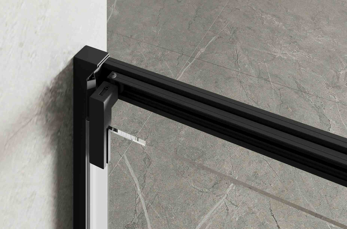 Wall to Wall Semi-Frameless Sliding Shower Screen 3 Panels Doors 6mm Glass 840-1030x2000mm - Chrome/Matt Black