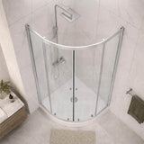 Curved Double Sliding Door Shower Screen 6mm Tempered Glass 800/900/1000mm - Chrome/Matt Black Fittings