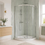 Curved Double Sliding Door Shower Screen 6mm Tempered Glass 800/900/1000mm - Chrome/Matt Black Fittings