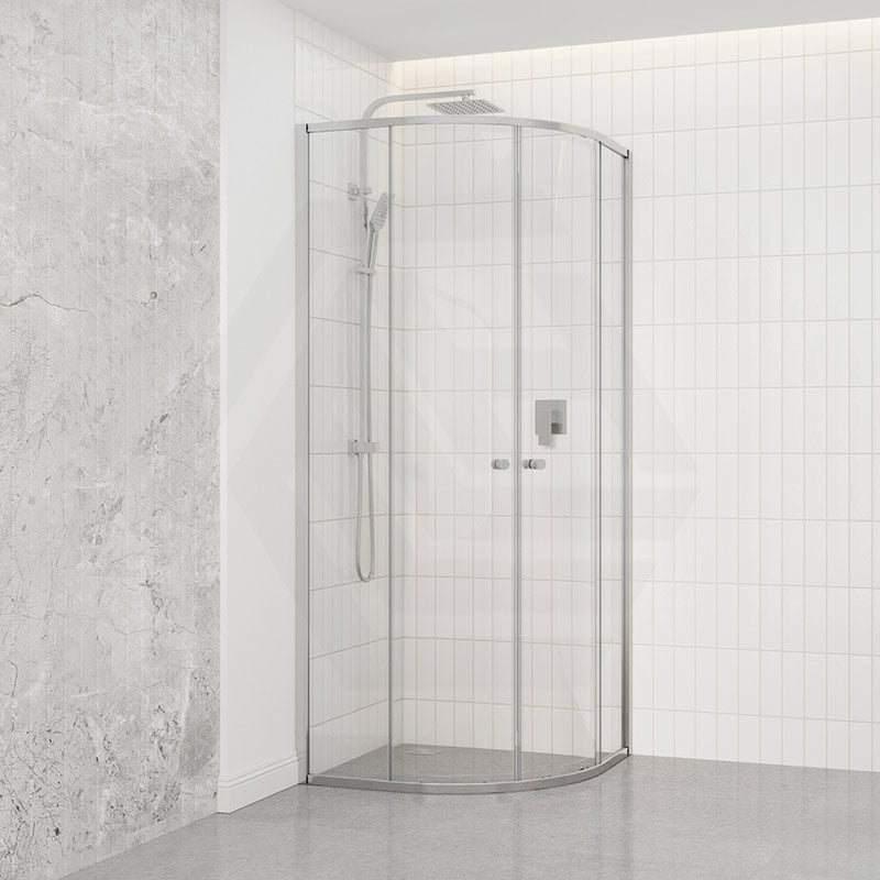 Curved Double Sliding Door Shower Screen 6mm Tempered Glass 800/900/1000mm - Chrome/Matt Black Fittings