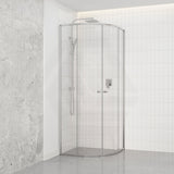 Curved Double Sliding Door Shower Screen 6mm Tempered Glass 800/900/1000mm - Chrome/Matt Black Fittings