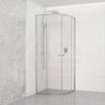 Curved Double Sliding Door Shower Screen 6mm Tempered Glass 800/900/1000mm - Chrome/Matt Black Fittings