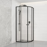 Curved Double Sliding Door Shower Screen 6mm Tempered Glass 800/900/1000mm - Chrome/Matt Black Fittings