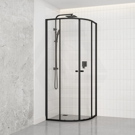 Curved Double Sliding Door Shower Screen 6mm Tempered Glass 800/900/1000mm - Chrome/Matt Black Fittings