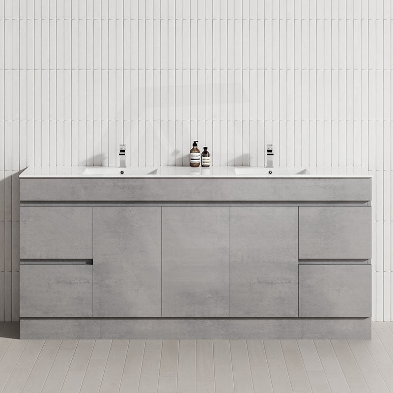 1800mm Freestanding With Kickboard Vanity Concrete Grey Finish Plywood Cabinet ONLY for Bathroom