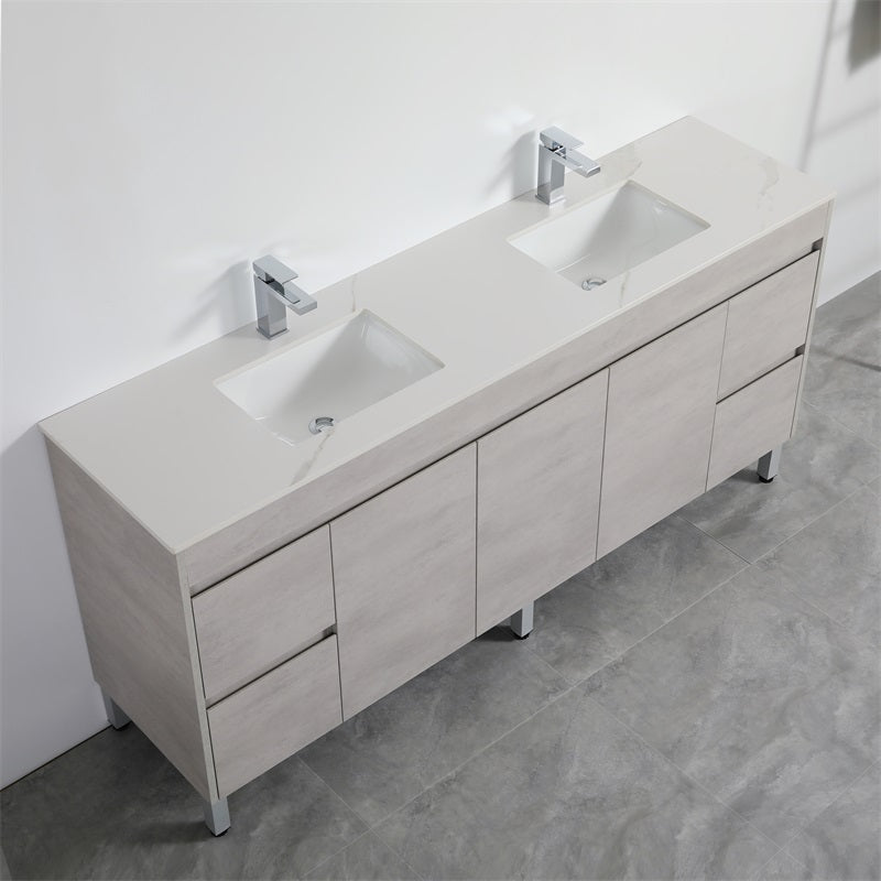 600-1500Mm Freestanding With Legs Vanity Concrete Grey Finish Plywood Cabinet Only For Bathroom