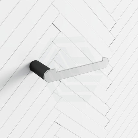 Norico 170Mm Chrome & Matt Black Toilet Paper Holder Solid Brass Wall Mounted Holders