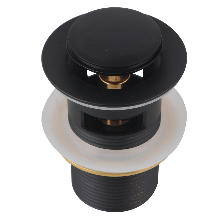 Norico 32/40Mm Matt Black Solid Brass Basin Pop Up Waste With Overflow