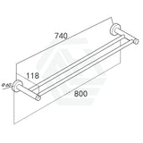 Round Chrome Double Towel Rack Rail 304 Stainless Steel