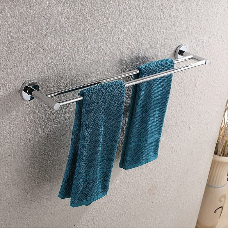 Round Chrome Double Towel Rack Rail 304 Stainless Steel