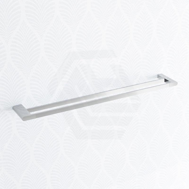 Quavo Square Chrome Double Towel Rail 800mm Brass Wall Mounted