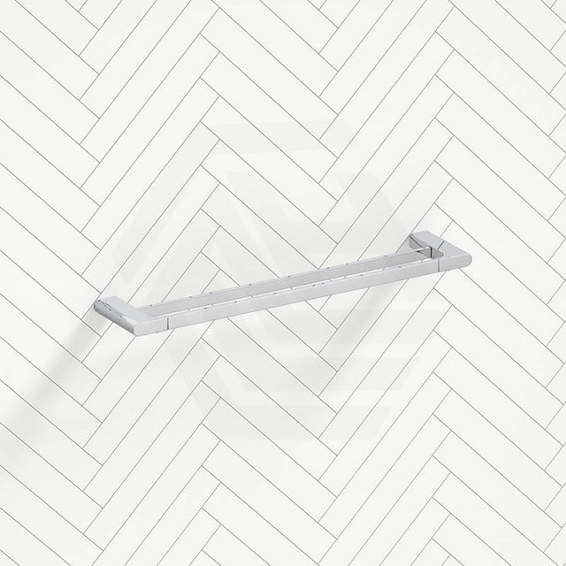 Quavo 600/800Mm Square Chrome Double Towel Rail Brass Wall Mounted Rails