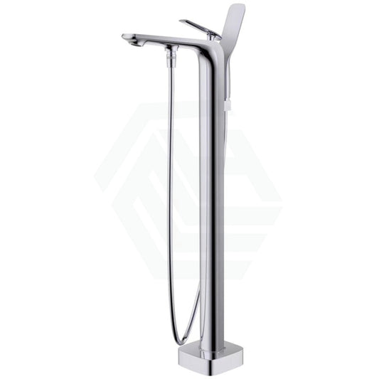 Norico Chrome Floor Mounted Bath Mixer Spout & Handheld Stainless Steel Square Mixers