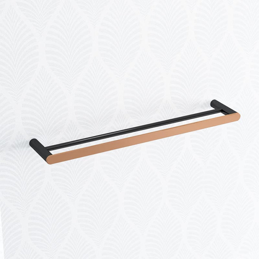 Norico Esperia 600/800mm Black & Rose Gold Double Towel Rail Stainless Steel 304 Multi-Colour Rails
