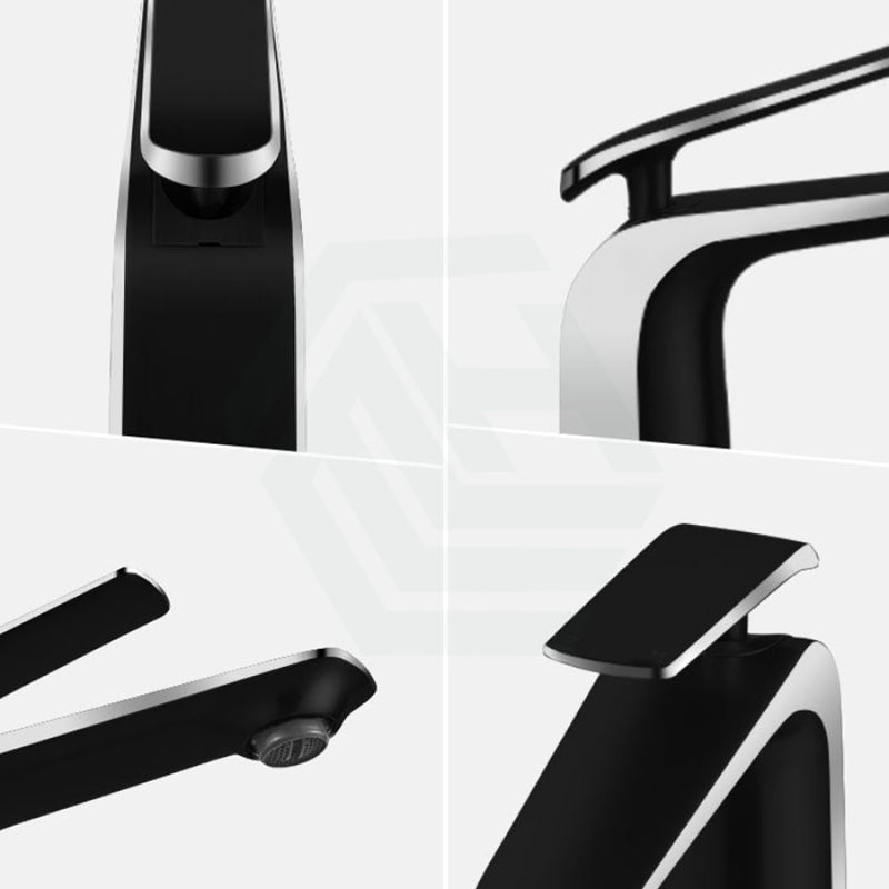 Norico Esperia Chrome And Matt Black Solid Brass Tall Basin Mixer Bathroom Products