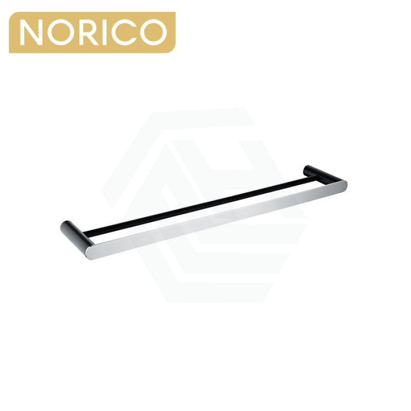 Norico Esperia Chrome & Matt Black Double Towel Rail 600/800Mm Stainless Steel 304 Wall Mounted