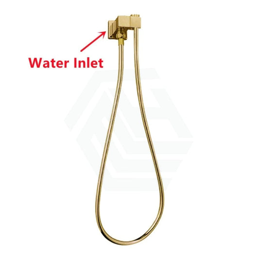 Norico Esperia Square Brushed Yellow Gold Shower Holder Wall Connector & Hose Only With