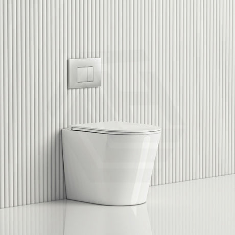 R&T Frameless Inwall Concealed Cistern with Rimless Tornado Wall Faced Toilet Pan with Push Button