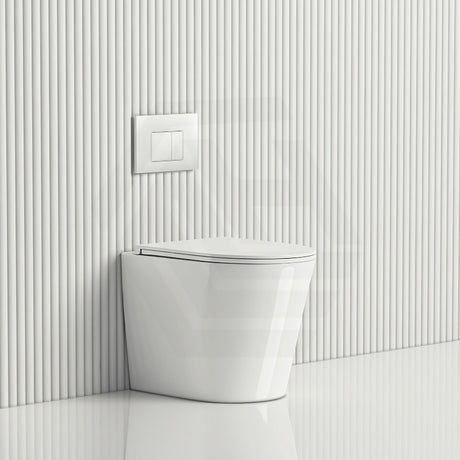 R&T Frameless Inwall Concealed Cistern with Rimless Tornado Wall Faced Toilet Pan with Push Button
