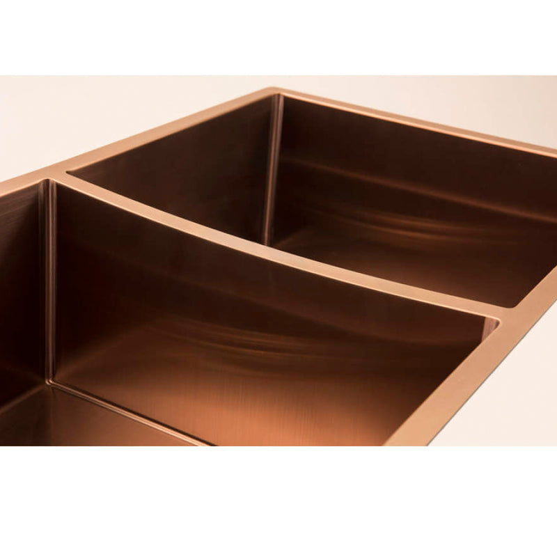 Oliveri 780X445X210Mm Spectra Rose Gold Double Bowls 1.2Mm Thick Copper Sink Stainless Steel Kitchen
