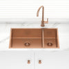 Oliveri 790X445X210Mm Spectra Rose Gold 1 & 1/2 Bowl 1.2Mm Thick Copper Sink Double Bowls Stainless