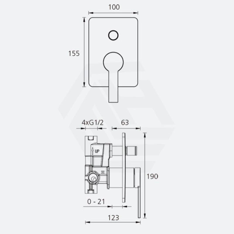 Oliveri Barcelona Chrome Brass Wall Mixer With Diverter for Shower and Bath