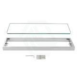 Omar Chrome Glass Shelf Single Storage Layer Stainless Steel