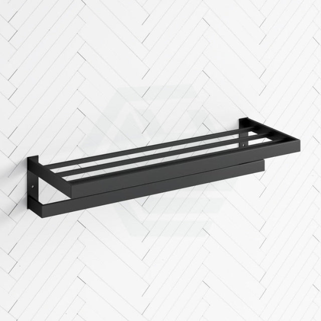 Omar Nero Black Double Towel Holder 600mm Stainless Steel Racks