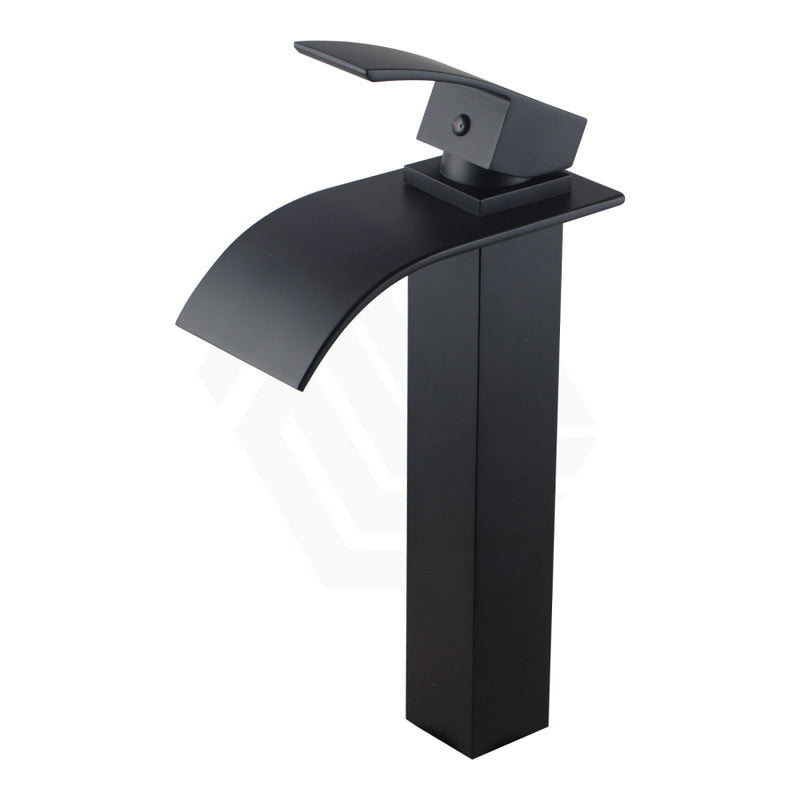 Omar Square Black Waterfall Tall Basin Mixer Solid Brass Bathroom Products