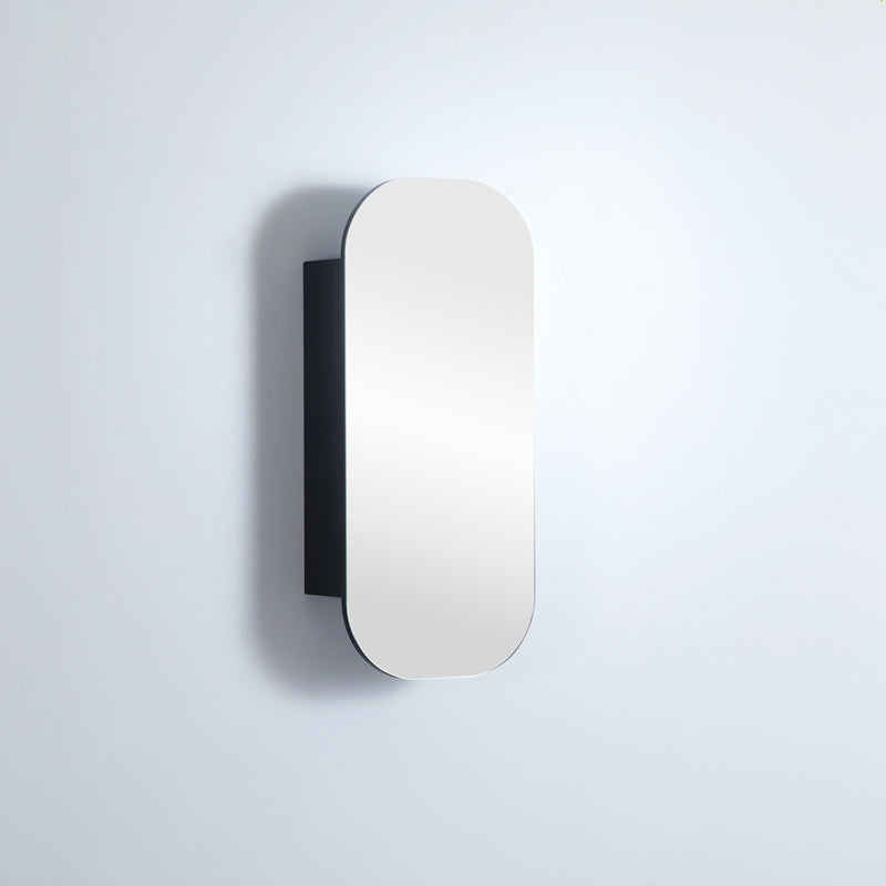 400mm / 600mm Matt Black Pvc Shaving Cabinet Pencil Mirror Wall Hung For Bathroom