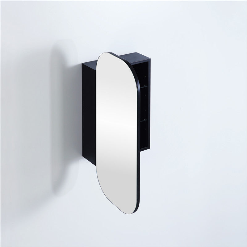 400mm / 600mm Matt Black Pvc Shaving Cabinet Pencil Mirror Wall Hung For Bathroom