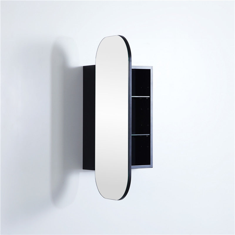 400mm / 600mm Matt Black Pvc Shaving Cabinet Pencil Mirror Wall Hung For Bathroom