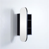 400mm / 600mm Matt Black Pvc Shaving Cabinet Pencil Mirror Wall Hung For Bathroom