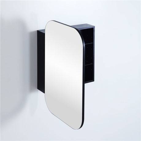 400mm / 600mm Matt Black Pvc Shaving Cabinet Pencil Mirror Wall Hung For Bathroom