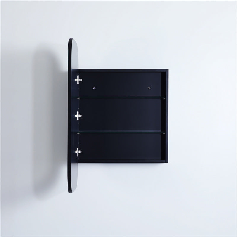 400mm / 600mm Matt Black Pvc Shaving Cabinet Pencil Mirror Wall Hung For Bathroom