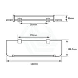 Ottimo Black Glass Shelf Holder 500Mm Stainless Steel