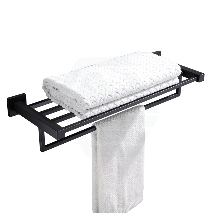 Ottimo Matt Black Towel Rack Shelf 600mm Stainless Steel Bathroom Products