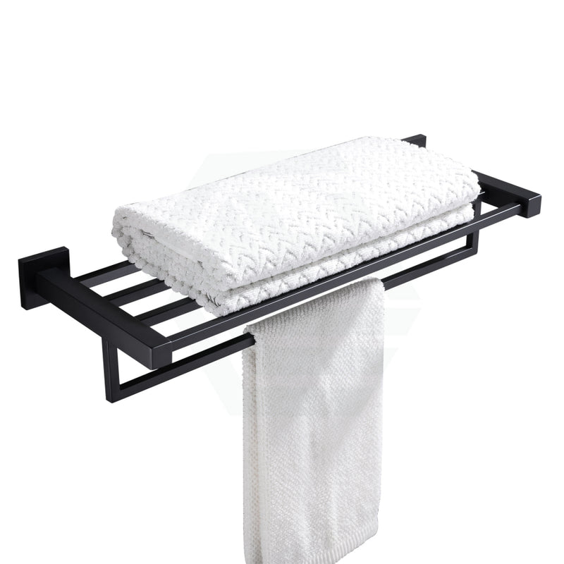 Ottimo Matt Black Towel Rack Shelf 600Mm Stainless Steel Bathroom Products