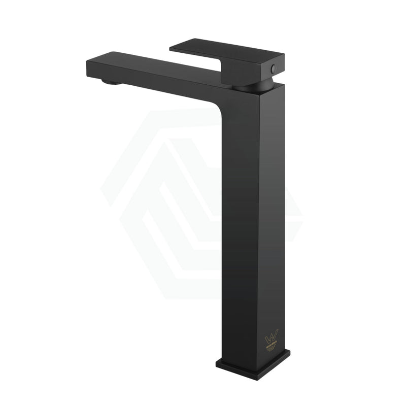 Ottimo Solid Brass Square Black Tall Basin Mixer Tap Vanity Bench Top Bathroom Products