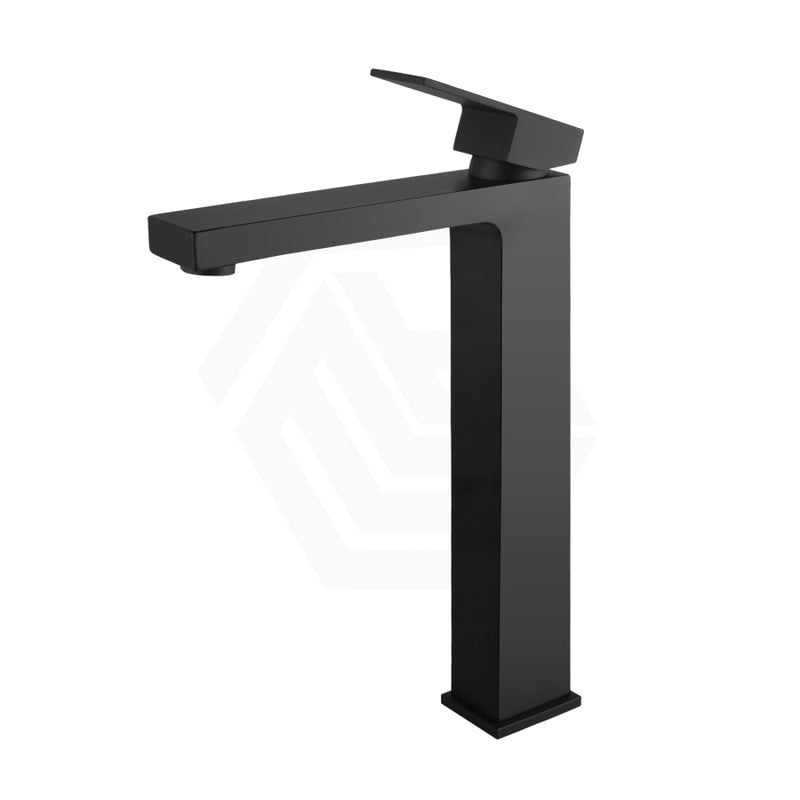Ottimo Solid Brass Square Black Tall Basin Mixer Tap Vanity Bench Top Bathroom Products