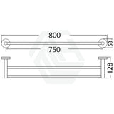Otus 750Mm Round Chrome Double Towel Rail Brass Rails