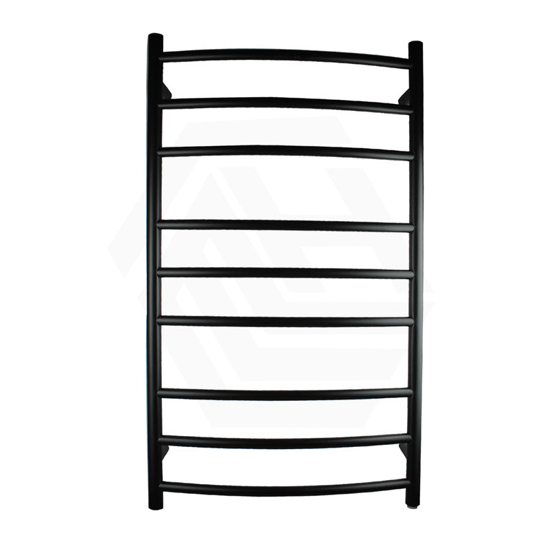 Aquaperla 1030x600x122mm Round Matt Black Electric Heated Towel Rack 9 Bars